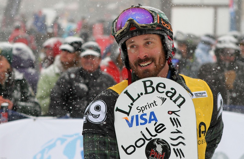 The winner of Friday's men's World Cup Snowboard Cross in Telluride, Colo., Seth Wescott of Carrabassett Valley, Maine. (photo: FIS/Oliver Kraus)