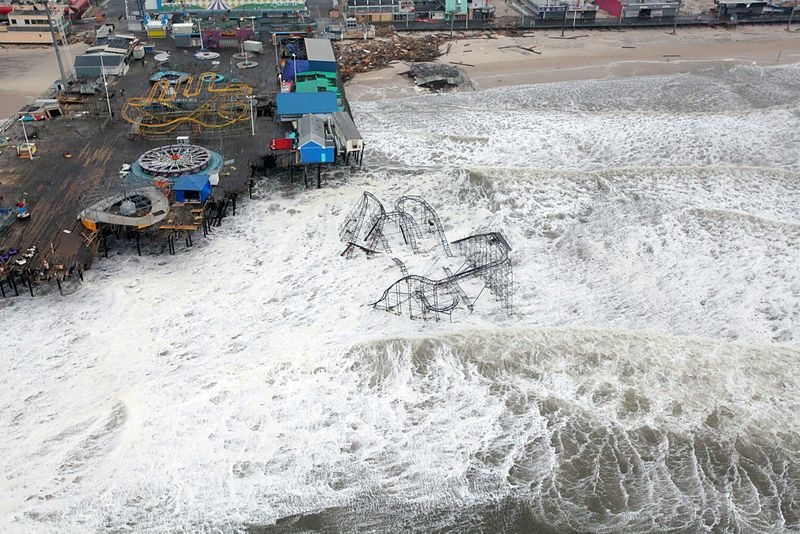 A pier in Seaside Heights, N.J., is devastated by waves from Hurricane Sandy. (file photo: Master Sgt. Mark C. Olsen/U.S. Air Force/New Jersey National Guard)