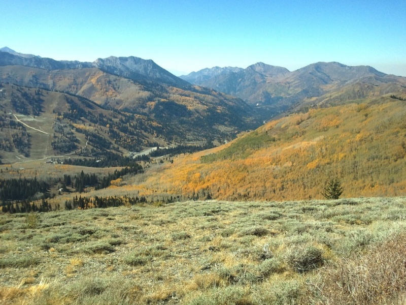 The SkiLink gondola proposed to link Utah's Canyons and Solitude ski resorts would traverse this land along the Wasatch Crest. Solitude's ski runs are visible at left. (file photo:FTO/Marc Guido)