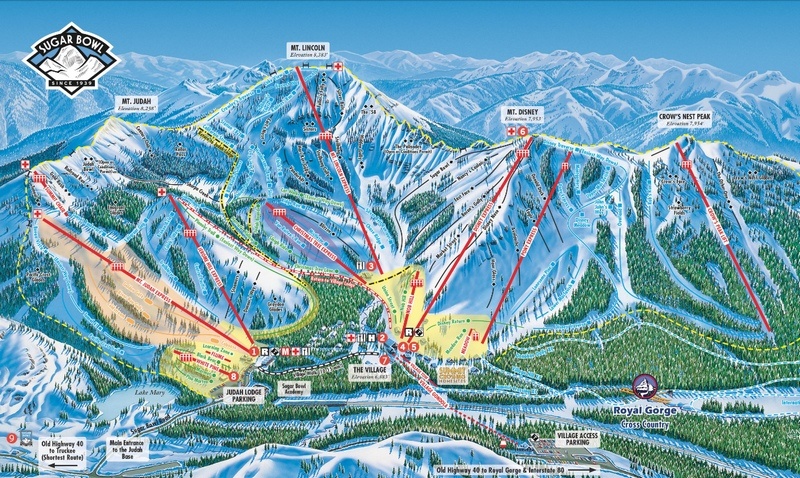 Sugar Bowl's updated trail map includes the new lift on Crow's Nest Peak. (image: Sugar Bowl Resort)