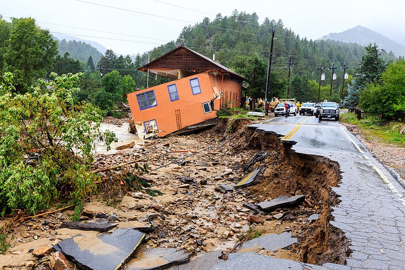 The small mountain town of Jamestown, Colo., was cut off from the rest of the state by the Boulder County flood last month. (photo: Steve Zumwalt/FEMA)