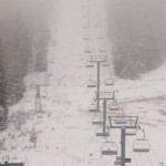 Taos reported four inches at the base and "six or seven gloppy inches" up high. (photo: Taos Ski Valley)