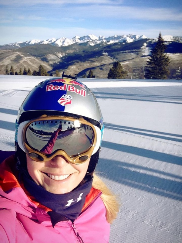 Lindsey Vonn posted a selfie from the deserted slopes of Vail Mountain, Colo., before Thursday morning's public opening. (photo: Facebook)