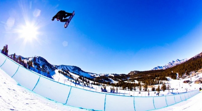 Snowboarder Shaun White practiced in Mammoth's halfpipe today ahead of Olympic qualifiers scheduled for the California resort later this week. (photo: Mammoth Mountain)