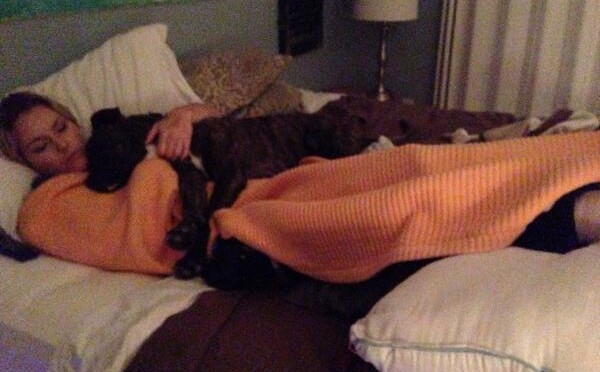 Lindsey Vonn rests while recovering from knee surgery yesterday. (photo: Twitter)