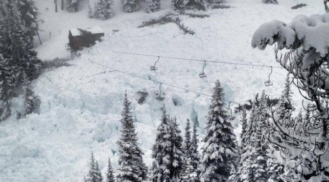 Avalanche debris fills the area surrounding the base of Crystal Mountain's High Campbell chairlift. (photo: Crystal Mountain)