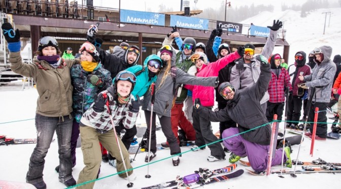 Anxious skiers and riders celebrate opening day this morning at Mammoth Mountain, Calif. (photo: Peter Morning/MMSA)