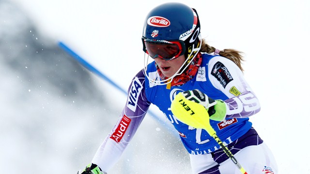 Mikaela Shiffrin races slalom in Kuehtai in Tirol, Austria, on Monday. (photo: FIS/Agence Zoom)