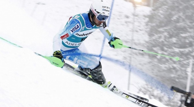 Ted Ligety, of Park City, Utah, skis to 22nd place in Sunday's World Cup slalom in Adelboden, Switzerland. (photo: Getty Images-Agence Zoom/Alexis Boichard/courtesy USST)