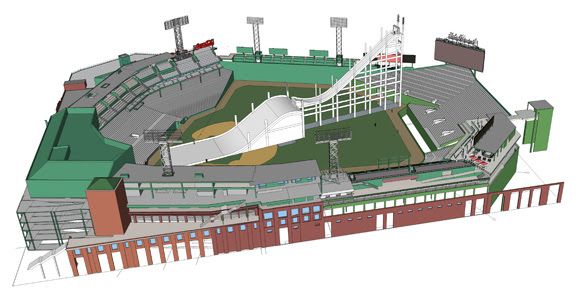 A scaffolding ramp will be constructed inside Fenway Park, with athletes reaching speeds up to 40 mph on the ramp. (image: USSA)