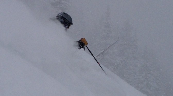 In a state that averages 500 inches of snowfall a year, 41% of average can still be pretty darned good! (FTO file photo: Bob Dwore; Skier: Marc Guido; Location: Alta, UT; Date: 4/14/2015)