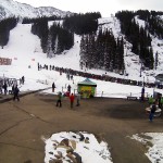 Skiers line up this morning at Arapahoe Basin's Black Mountain Express chair. (photo: Arapahoe Basin Ski Area)