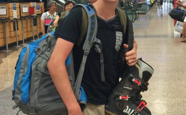 Sam Jackenthal at Salt Lake International Airport on Sept. 10, en route to a training camp in Australia. (photo: Facebook)