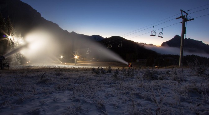 Snowmaking at Mt. Norquay on October 28. (photo: Mt. Norquay Banff)