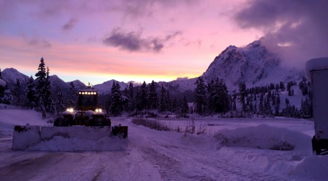 Crews were busy this morning getting Mt. Baker ready for another predicted 1-2 feet of snowfall this week. (photo: Mt. Baker Ski Area)