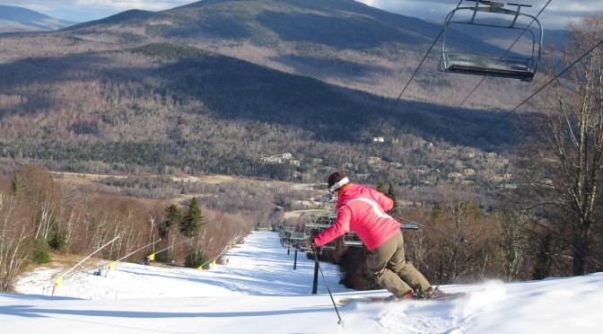 Sampling the goods on the Range View trail at Bretton Woods, N.H. on Monday. (photo: Bretton Woods)