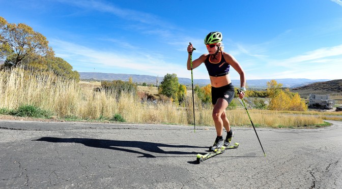 Afton, Minn.'s Jessie Diggins trains last month at Soldier Hollow in Utah. (photo: USST/Tom Kelly)