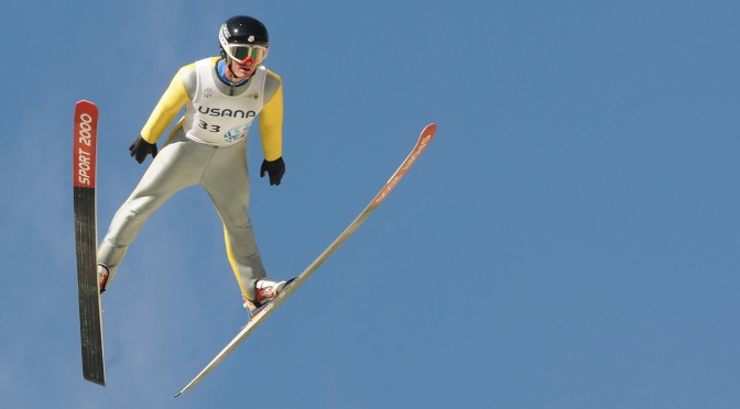 Bryan Fletcher ski jumping at U.S. Nordic Combined Championships, Aug. 2015 (photo: Tom Kelly)
