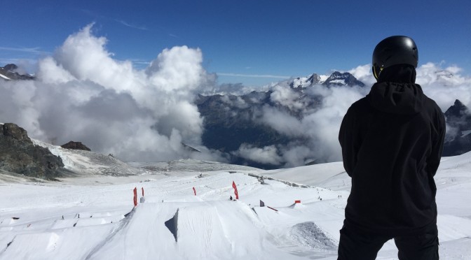 Scottish snowboarder Fin Bremner trains in Saas-Fee, Switzerland over the summer. (photo: Snowsport Scotland)