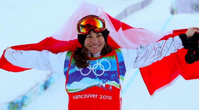 Canadian snowboarder Maëlle Ricker celebrates gold in Vancouver in 2010. (file photo: Canadian Olympic Committee)