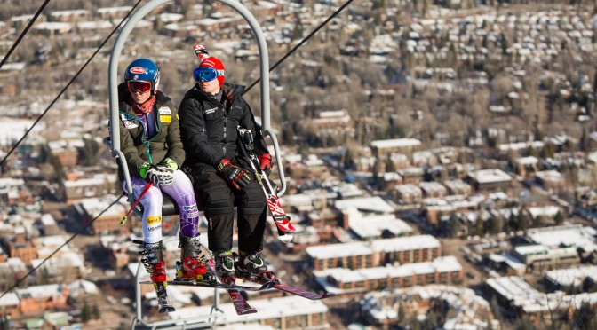 U.S. Ski Team athlete Mikaela Shiffrin rides Aspen's Lift 1A in 2014. (file photo: Jeremy Swanson)