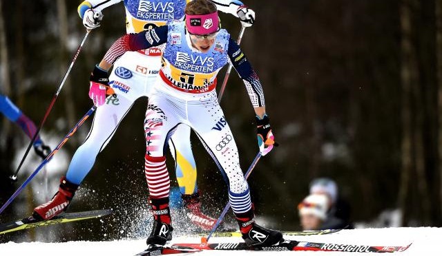 Liz Stephen skates in her leg of the relay. (Getty Images/Agence Zoom-Vianney Thibaut via USST)