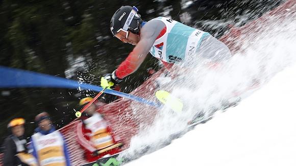 Michael Ankeny grabs 21st in the Adelboden World Cup slalom, his first World Cup finish. (photo: Getty Images/Agence Zoom-Christophe Pallot via USST)