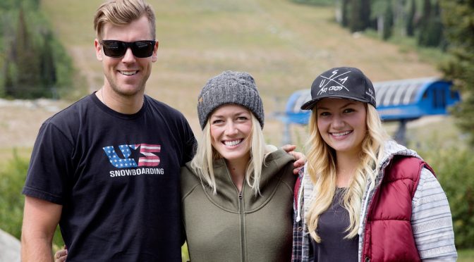 Olympic bronze medalist Alex Deibold (left), 2014 Olympian Faye Gulini and skicross athlete Whitney Gardner stand at the base of Solitude's Main Street run, which will house the race course and finish area. (photo: USSA)