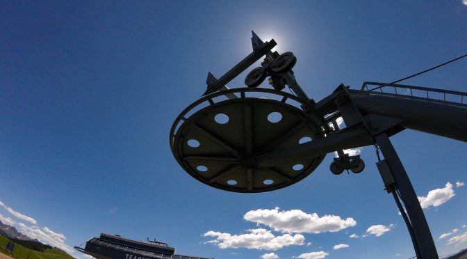 Workers dismantle the former Sun Up chairlift in Vail Mountain's Back Bowls in early July. (photo: Todd Harper)