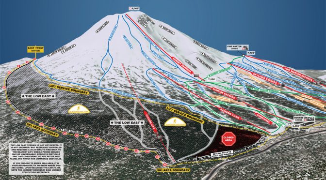 Mt. Bachelor's Southeast trail map depicts the alignment of the Oregon resort's new Cloudchaser chairlift. (image: Mt. Bachelor)