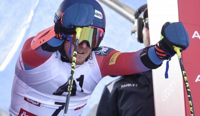 Ted Ligety stands in the Soelden start gate in October. (photo: Getty Images/Agence Zoom-Michel Cottin via USSA)