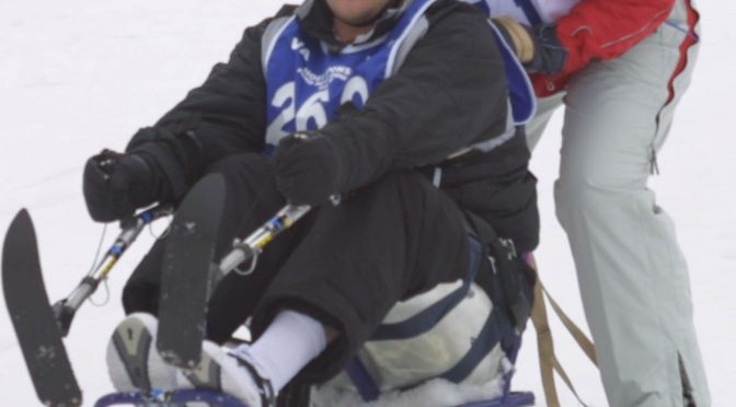 A veteran uses a bi-ski at the National Disabled Veterans Winter Sports Clinic in Snowmass, Colo. (file photo: Spc. Lorie Jewell)