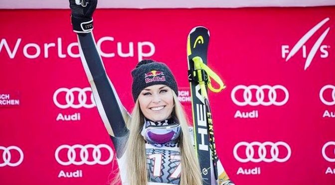 Lindsey Vonn back on the podium in Garmisch. (photo: Instagram/Lindsey Vonn)