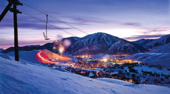 Bald Mountain forms a backdrop for the much smaller Dollar Mountain. (file photo: Sun Valley Resort)