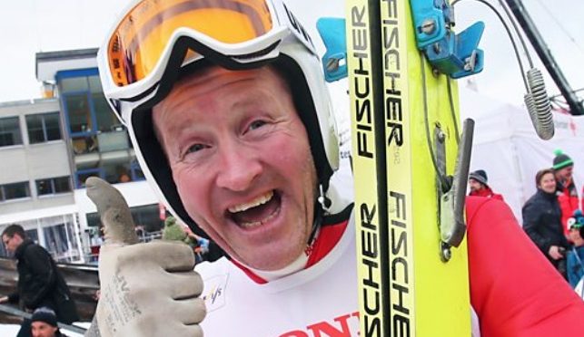 Michael Edwards, a.k.a. “Eddie the Eagle”. (photo: Kicking Horse Powder Tours)