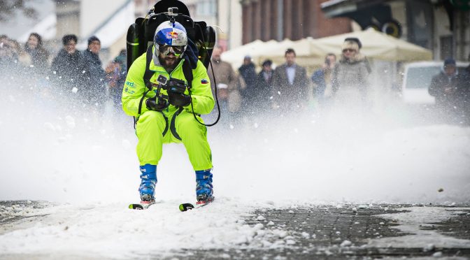 WATCH: Freeskier Jetpacks Through City